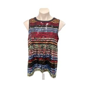 NWT size Med. Apt 9 tank. Sequins on sheer black with black lining for coverage.